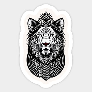 Symmetrical Lion Head Tattoo Design Sticker